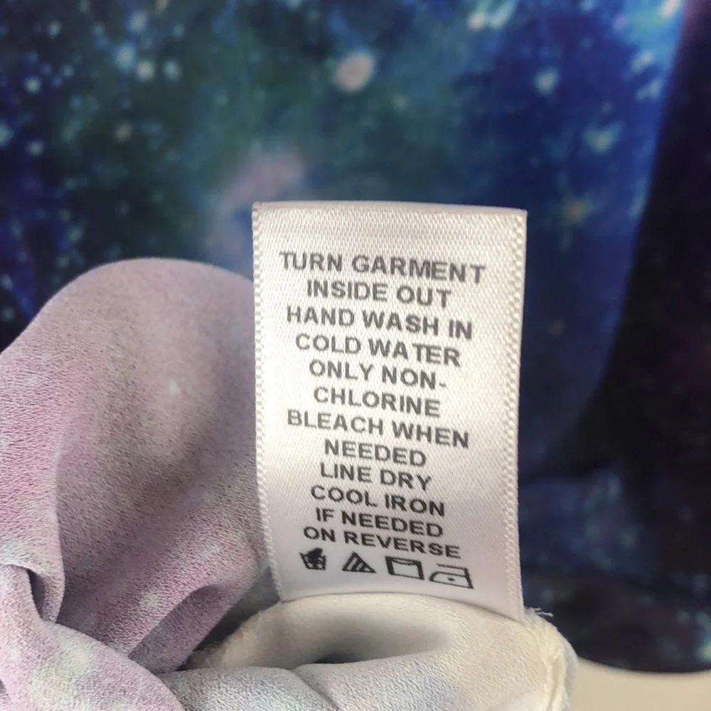 ‘LA Hearts’ Galaxy Blue and Purple Elastic Band Cutout Crop Top - Picture 9 of 10